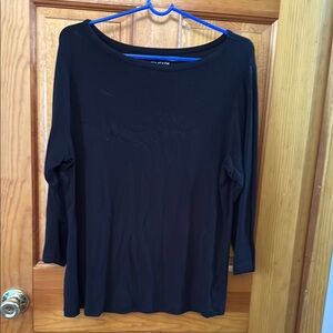 Time and Tru Black 3/4 Sleeve Relaxed Blouse